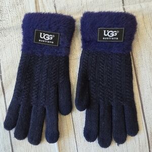 UGG Australia Women's Soft Cozy Knit Winter Gloves Navy Blue